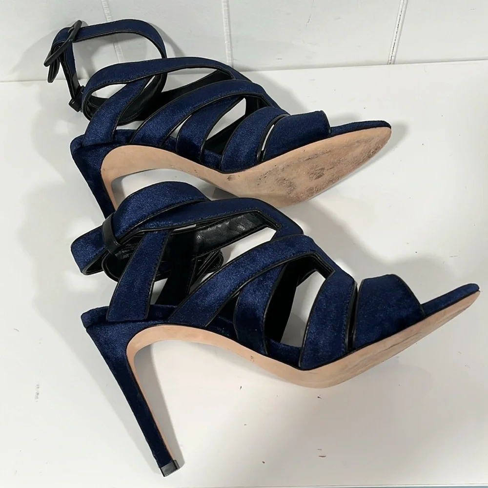 Antonio Melani Avett Velvet Sandals Navy/black sz 10M glam whimsical stiletto